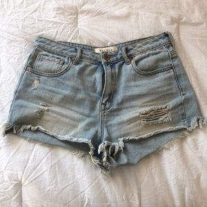 Light wash jean shorts